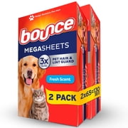 Bounce Dryer Sheets, Pet Hair and Lint Guard, Fresh Scent, 130 Mega Dryer Sheets
