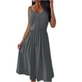 thumbnail image 2 of Gspmoly Robe d'Été, Robe Mode pour Femme Sans Manches Unie à Col Rond et Mi-Mollet pour le Printemps et l'Été, Robe de Cocktail Offres Prime, 2 of 8