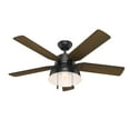 thumbnail image 4 of Hunter 52 inch Outdoor or Indoor Ceiling Fan with LED Light - Black Rustic Ceiling Fan with Pull Chain, For Bedroom, Living Room, or Patio, Standard Mount, No Remote - Mill Valley 59307, Matte Black, 4 of 16