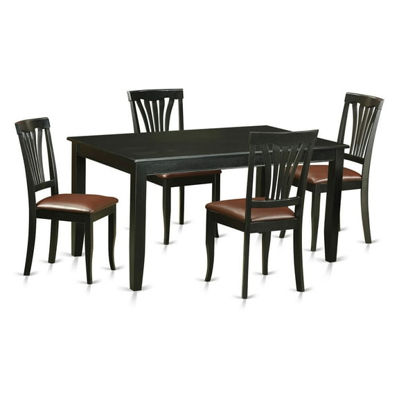 East West Furniture Dudley 5 Piece Rectangular Dining Table Set with Avon Faux Leather Chairs