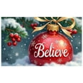 thumbnail image 2 of Red Theme Christmas Banner Snowflake Pattern Holiday Banner Gold Bow Pine Branch Xmas Banner for Christmas Party Home Decoration Holiday Gathering, 2 of 9