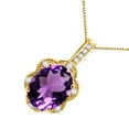thumbnail image 2 of Mauli Jewels Engagement Necklace for Women 4.60 Carat Oval Shaped Amethyst and Diamond Pendant 4-prong 10K Yellow Gold|Silver Chain, 2 of 5