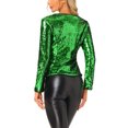 thumbnail image 3 of INSPIRE CHIC Women's Jacket Sequin Sparkle Shawl Collar 1 Button Long Sleeve Party Jackets XS Green, 3 of 5