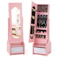 thumbnail image 1 of Costway Kids Jewelry Cabinet with Full-Length Mirror Drawer 2 Adjustable Tilt Angles Pink, 1 of 9
