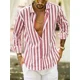 thumbnail image 1 of Nueva camisa estampada a rayas de color sólido de manga larga para hombre, blusa clásica de moda hawaiana para hombre, materiales cómodos y suaves, 1 of 6