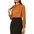 thumbnail image 4 of INSPIRE CHIC Women's Elegant Satin Shirt Bow Tie Office Work Blouses Tops, 4 of 6