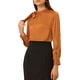 thumbnail image 4 of Camisa de satén elegante de INSPIRE CHIC con lazo para mujeres, blusas de trabajo de oficina marrón rojo XL, 4 of 7