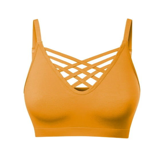 MixMatchy Women's Front Triple Crisscross Seamless Removable Pad Bralette