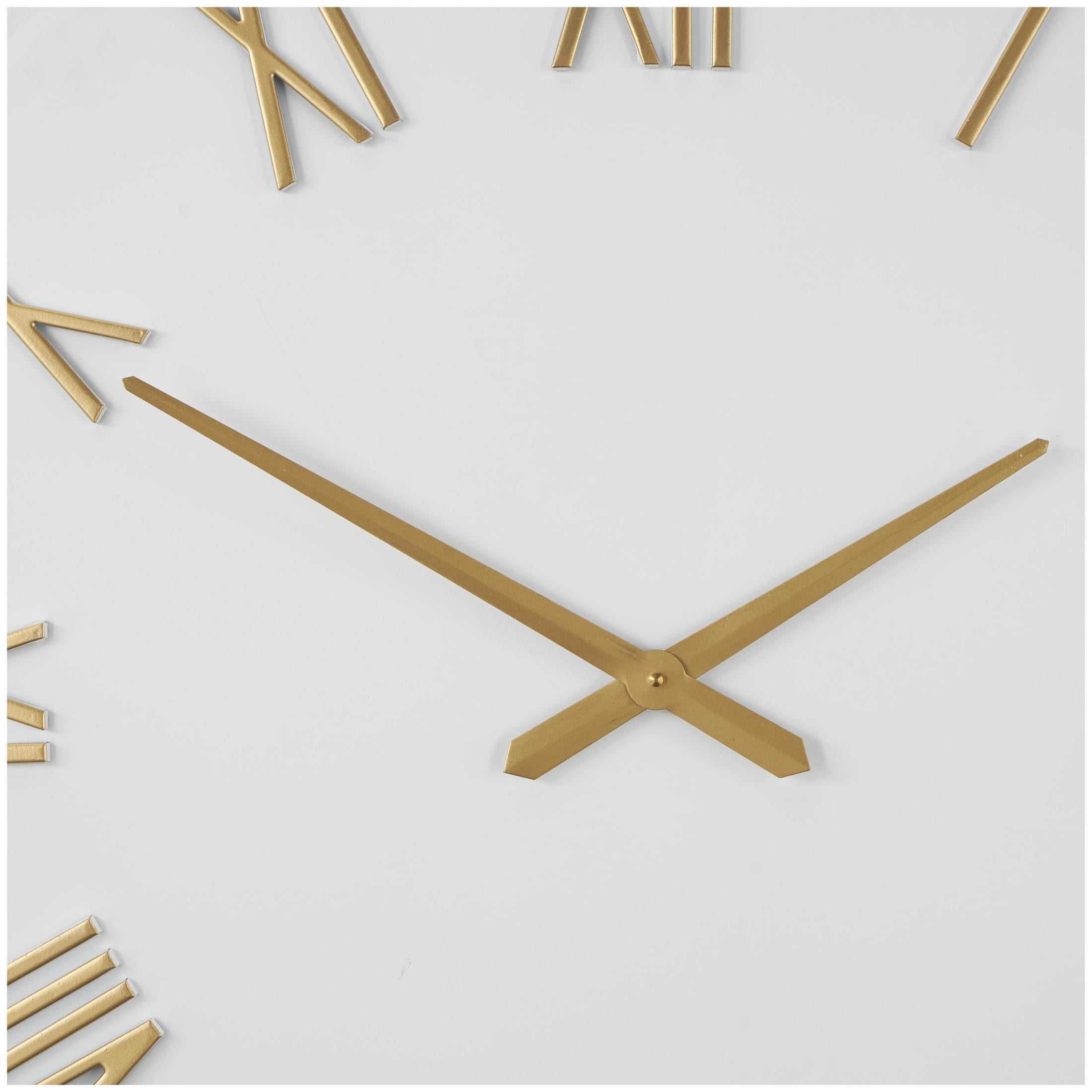 DecMode 31" White Metal Wall Clock with Gold Roman Numerals