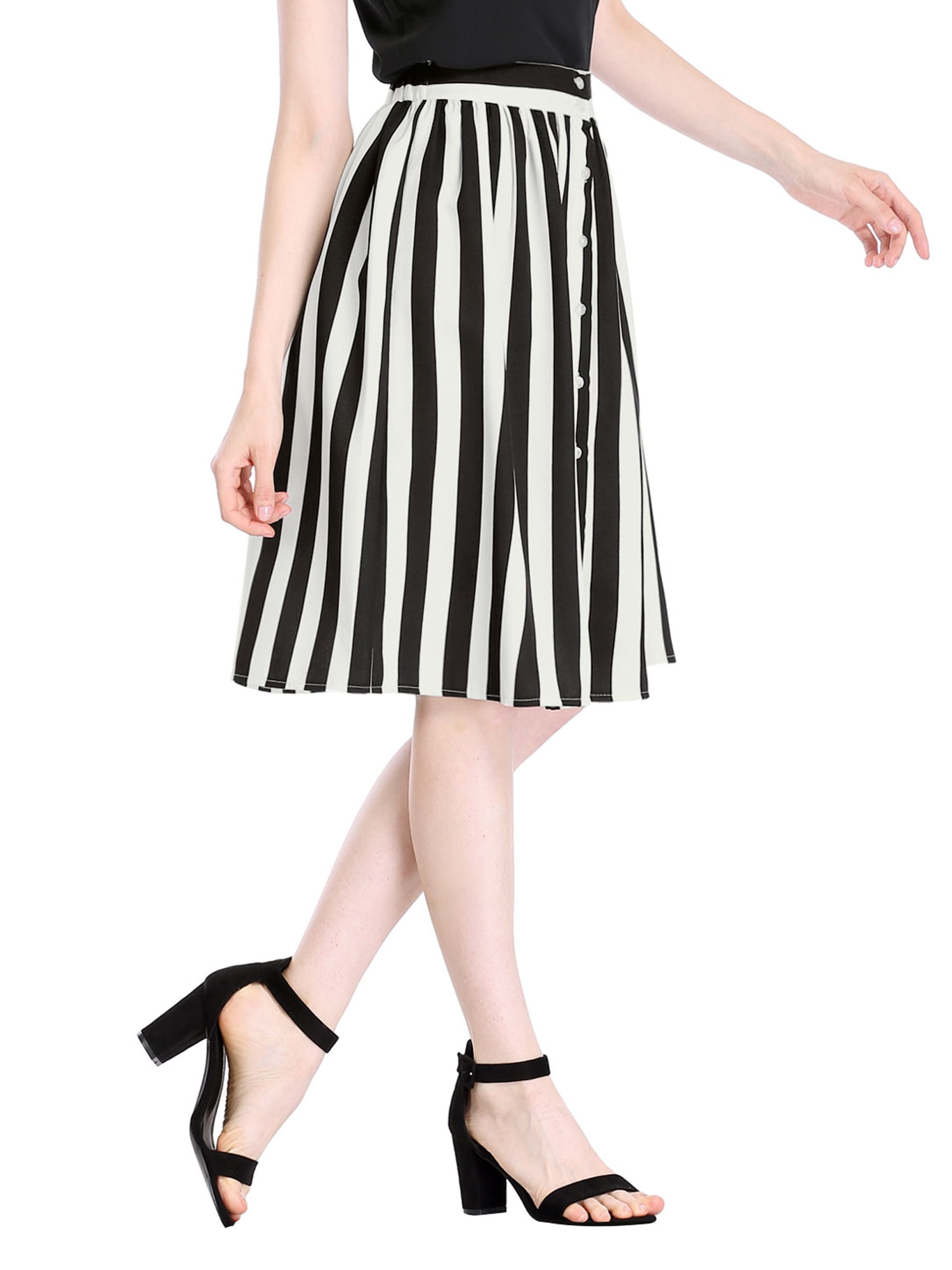 Black and white vertical striped skirt cheap