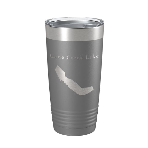 Cane Creek Lake Map Tumbler Travel Mug Insulated Laser Engraved Coffee Cup Arkansas 20 oz Dark Gray
