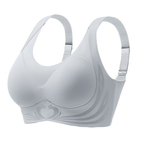 Mnyycxen Womens Wireless Push Up Bra Comfort Seamless Super Gather Underwear Wirefree Lifting Adjustable Lingerie