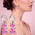 thumbnail image 2 of yuehao accessories earrings fashion earrings stainless steel round earrings women creative earrings diamond dangling earrings for women pink, 2 of 5