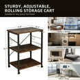 thumbnail image 6 of Ktaxon 3 Tier Mobile Kitchen Cart Microwave Oven Stand, Rolling Kitchen Island Bakers Rack Kitchen Utility Storage Serving Cart with 10 Hooks, Vintage/Black, 6 of 7