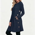 thumbnail image 3 of Byworldtasic Women's Knit Dress Long Sleeve Casual Crew Neck Tunic Dresses with Pockets Button Side Fall Winter Trendy Dress, 3 of 9