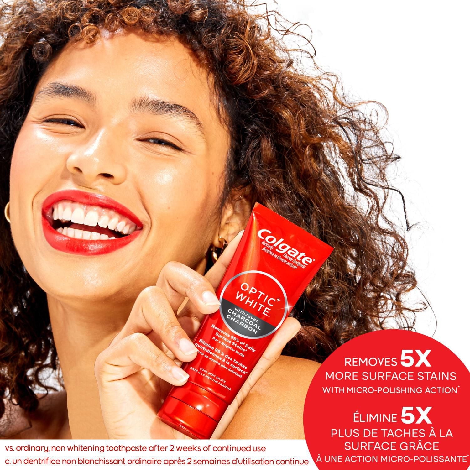 Colgate Optic White with Charcoal Toothpaste, Cool Mint Paste, 90 mL, 90 mL