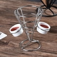 thumbnail image 4 of 1 Uds. Cesta cónica de exhibición de acero inoxidable, suministros para servir, estante para freír francés para comida, fiesta, cocina, restaurante, Plata 2 Copas Sunnimix Cesta de cono, 4 of 6