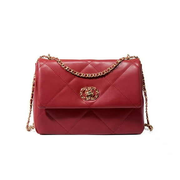 Women's Soft PU Leather Crossbody Purse, Fashion Tote Shoulder Bag with Adjustable Strap, Red Handbag for Ladies