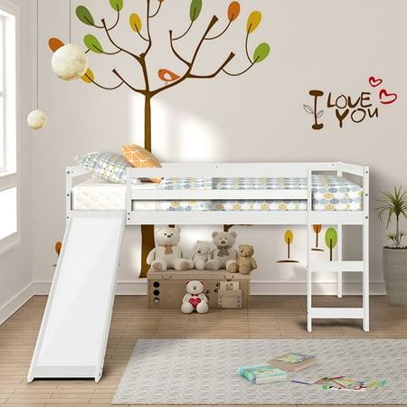 JRFOTOO Loft Beds for kids,Kids Loft Bed With Slide Multifunctional Design, Twin (Best Loft Bed Designs)