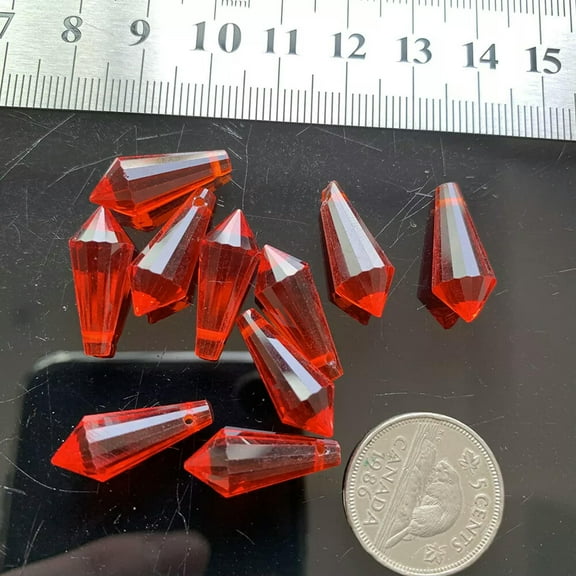 EOEMY Suncatcher 30Pc Red Icicle Crystal Pendant Chandelier Hanging Prism Part Decor