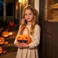 thumbnail image 5 of Rggeeun Halloween Kids Candy Bags for Party Favors Cartoon Graphic Colorful Letter Print Pumpkin Tote with Soft Handle Straps Large Capacity Boys and Girls Handbags,Orange, 5 of 5