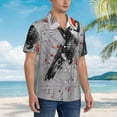 thumbnail image 2 of Cauagu Abstract Geometric Hummingbird Print Hawaiian Shirt for Men,Casual Short Sleeve Button Down Shirts Summer Beach Men's Regular-Fit Short-Sleeve Print Shirt -Large, 2 of 6