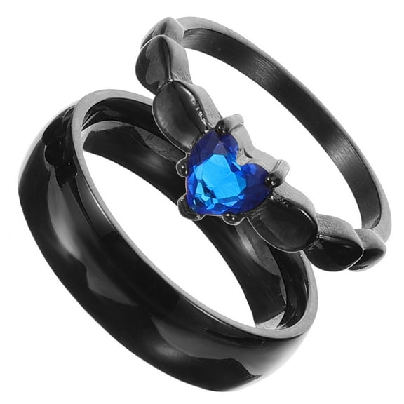 FRCOLOR  2 Pcs Promise Rings for Couples Men Women Miss Lovers Black