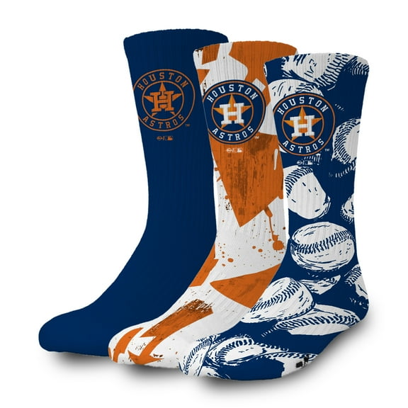 ISlide Houston Astros Three-Pack Lifestyle Crew Socks Set