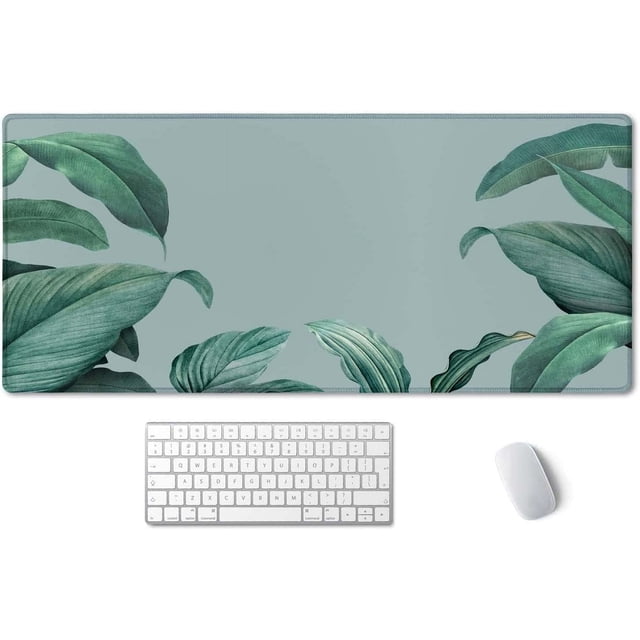 XX-Large Foliage Tropical Leaves Mouse Pad 35.5x15.7in Non-Slip Water-Resistant Base Ideal for Work & Game