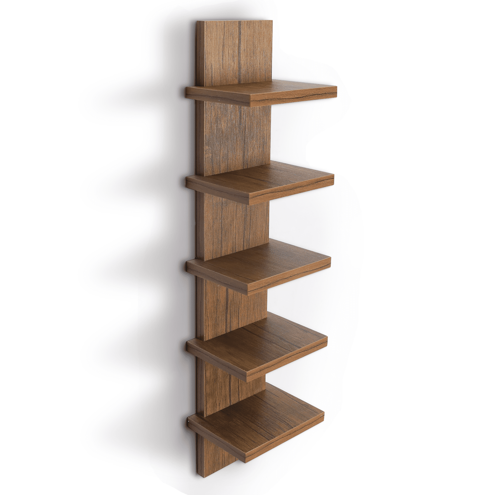 Homaterial 5 Tier Wall Shelves Brown, Vertical Column Shelf Floating