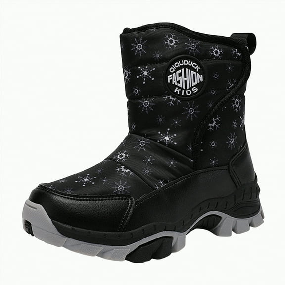 Gvdentm Winter Boots for Girls Boys Kids Snow Boots Girls Boys Outdoor Boots Waterproof for Toddler Warm Boots with Lined(Black,3.5)