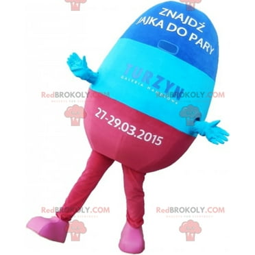 Mascot giant blue and pink egg. Giant easter egg