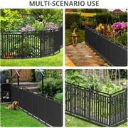 Petorldog Decorative Garden Fence Metal Dog Fence Outdoor for Yard, 36ft (L) x 40in (H), 14 Panels + 2 Gates, No Dig Fence for Patio | Black-Silver