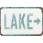 Metal Tin Sign Large Lake Arrow Sign Garage Home Bathroom Decor Bars Decor Art Poster Bakery Kitchen Cafe Wall Decoration 12 X 8 Inches