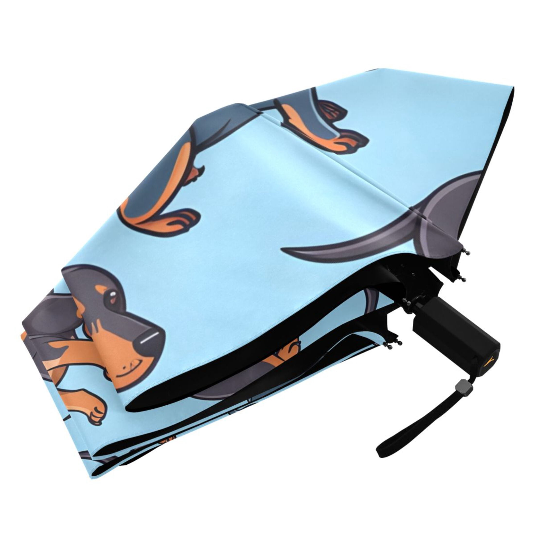 Cute Dachshund Dogs Compact Sun Umbrella Windproof Travel Umbrellas for Rain Strong Portable UV Protection