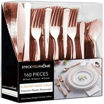 Plastic Cutlery Heavy Duty - 160 Piece Rose Gold Plastic Silverware - Rose Gold Plastic Utensils - Pink Plastic Cutlery â 80 Plastic Forks, 40 Plastic Spoons, 40 Plastic Knives