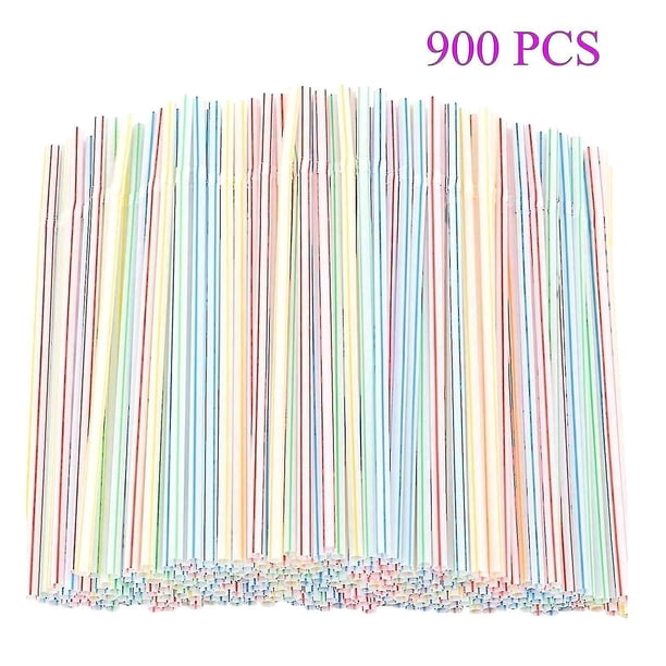 Pajitas desechables de plástico de 900 piezas para fiestas/bares/tiendas de bebidas/hogar S