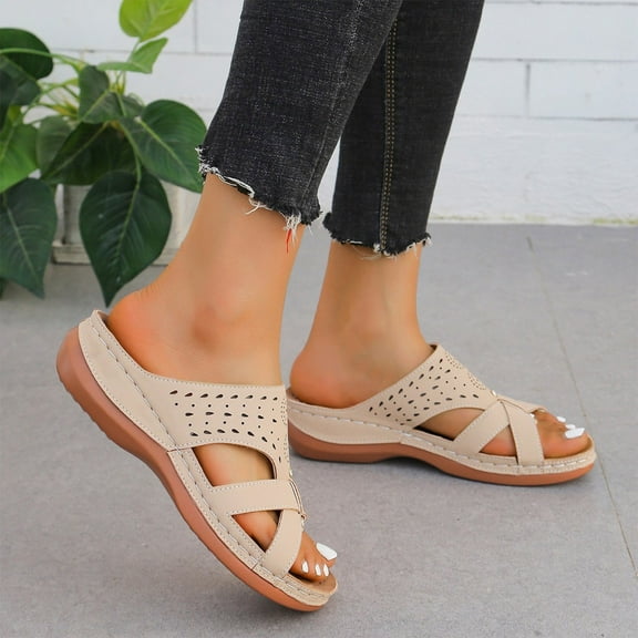 Luvrsol Womens Sandals Casual Spring Beach Round Toe Open Toe Thick Bottom Wedge Heels, 6.5-13.5