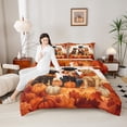 thumbnail image 4 of Manfei Animal Dogs 3-Piece Full Size Comforter Sets,Autumn Harvest Bedding Comforter Set,Festival Pumpkin Lightweight Bedding Sets,Microfiber Kids Bedroom Decor,Reversible, 4 of 8