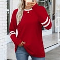 thumbnail image 4 of Womens Long Sleeve Tops Color Block Striped Trendy Casual Crew Neck Tee Shirt Loose Pullover Spring Fall Clothes (XL, Wine), 4 of 7
