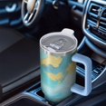 thumbnail image 6 of OBREWU Teal Gold Marble Tumbler with Handle and Lid,Teal Gold Marble 40oz Double Wall Vacuum Insulated Tumbler,Cups Gift for Women and Men, 6 of 7