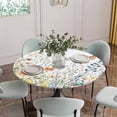 thumbnail image 5 of Spring Floral Round Tablecloth for 36-44 Inch Tables,Fitted Table Cover with Elastic Edge,Butterfly Summer Botanical Watercolor Flowers Waterproof Outdoor Table Cloth Protector for Patio Dinner, 5 of 9
