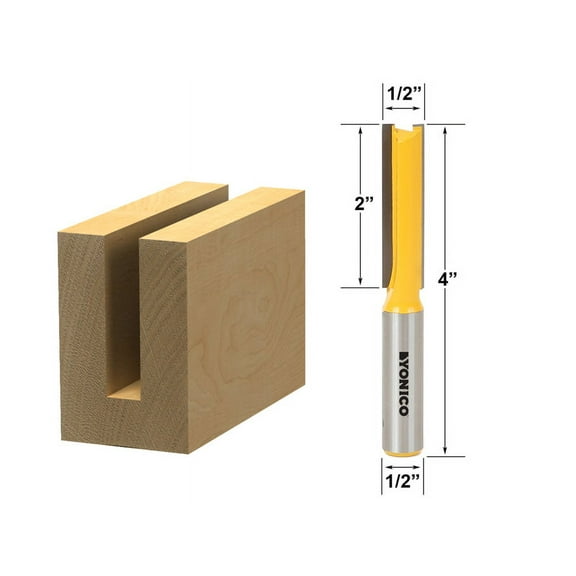 Straight Router Bit - 1/2" Dia. X 2" Length - 1/2" Shank - Yonico 14150