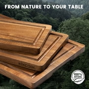 Kikcoin Acacia Wood Cutting Board, Cutting Board Set of 3 with Juice Groove, Wooden Chopping Boards for Kitchen, for Meat & Vegetables