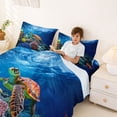 thumbnail image 4 of Manfei Sea Turtle Colorful Coral Queen Sheet Sets for Kids Boys and Girls, Ocean Marine Life Print Bed Set 4 Pieces, 1 Flat Sheet, 1 Fitted Sheet and 2 Pillowcases, 4 of 6