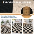 thumbnail image 4 of HIWEAVER Black/White 2' x 8' Easy Jute Runner for Kitchen Non Slip Stain Resistant Checkered Indoor Outdoor Throw Carpet Non Shedding Modern Geometric Mat for Hallway Outdoor Patio Rug, 4 of 6