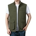 thumbnail image 2 of AnuYalue Big and Tall Cargo Vest for Mens Casual Full Zip Stand Collar Sleeveless Jacket Outdoor Fishing Safari Travel Gilet, 2 of 3
