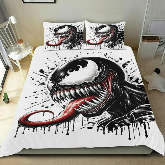 Venom Themed Bed Sheet Set Three Piece Set 53x79 Inches Comfortable And Skin Friendly Unique Design Creating A Star Studded Night
