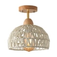 thumbnail image 1 of FSLiving RV Hardwired White Dome Hemp Rope Wall Light, 12V Retro Wood RV Decorative Light Ceiling Light Flower Fixtures Ceiling Mount, E26 2700K Bulb Included Country Semi Flush Mount for RV Camper, 1 of 7
