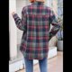 thumbnail image 4 of Camisas Clásicas de Franela A Cuadros con Botones para Mujer, Blusas Informales Extragrandes de Larga para Negocios. Azul Profundo XL, 4 of 10